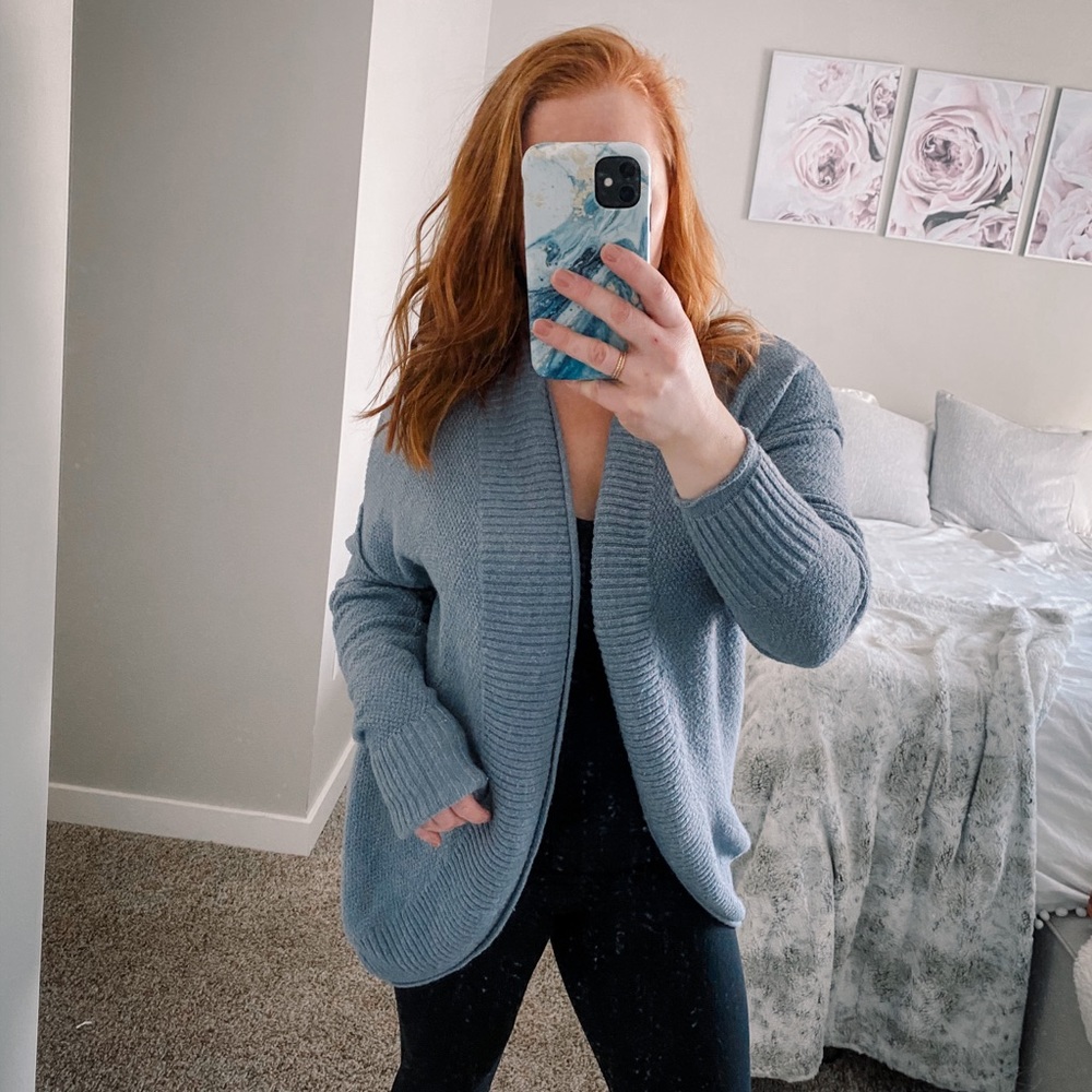 Pink Rose Dusty Blue Cardigan